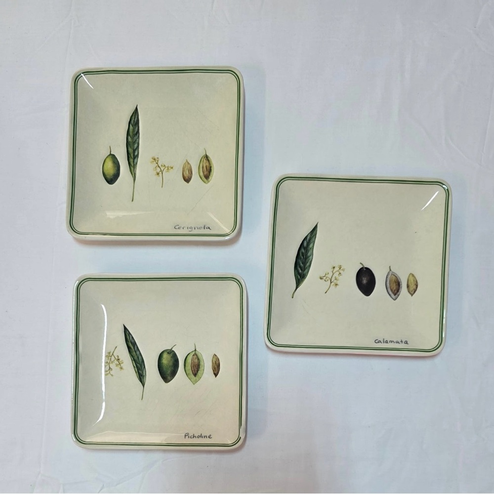 Olive-Themed Ceramic Plates Set